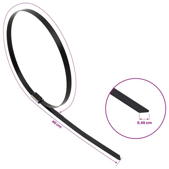 vidaXL Viazací pás na káble 50 ks 4,6 x 400 mm Čierna – Obrázok 9