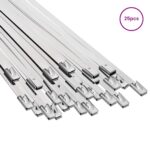 vidaXL Viazací pás na káble 25 ks 4,6 x 450 mm Strieborná – Obrázok 3