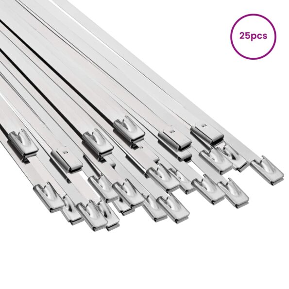 vidaXL Viazací pás na káble 25 ks 4,6 x 450 mm Strieborná – Obrázok 3