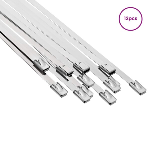 vidaXL Viazací pás na káble 12 ks 4,6 x 600 mm Strieborná – Obrázok 3