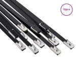 vidaXL Viazací pás na káble 12 ks 4,6 x 600 mm Čierna – Obrázok 3