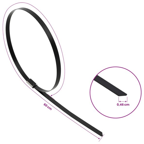 vidaXL Viazací pás na káble 12 ks 4,6 x 600 mm Čierna – Obrázok 9