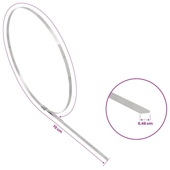 vidaXL Viazací pás na káble 50 ks 4,6 x 700 mm Strieborná – Obrázok 9