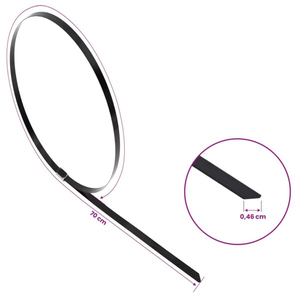 vidaXL Viazací pás na káble 50 ks 4,6 x 700 mm Čierna – Obrázok 9