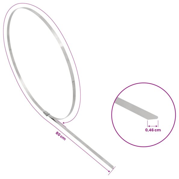 vidaXL Viazací pás na káble 250 ks 4,6 x 800 mm Strieborná – Obrázok 9