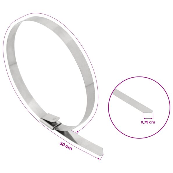 vidaXL Viazací pás na káble 12 ks 7,9 x 300 mm Strieborná – Obrázok 9