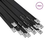vidaXL Viazací pás na káble 25 ks 7,9 x 350 mm Čierna – Obrázok 3
