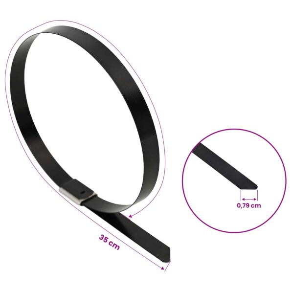 vidaXL Viazací pás na káble 25 ks 7,9 x 350 mm Čierna – Obrázok 9