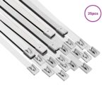 vidaXL Viazací pás na káble 25 ks 7,9 x 450 mm Strieborná – Obrázok 3