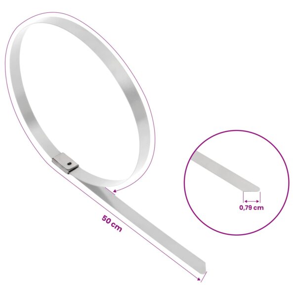 vidaXL Viazací pás na káble 50 ks 7,9 x 500 mm Strieborná – Obrázok 9