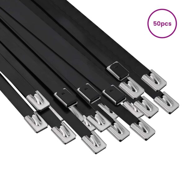 vidaXL Viazací pás na káble 50 ks 7,9 x 500 mm Čierna – Obrázok 3