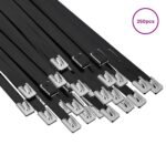 vidaXL Viazací pás na káble 250 ks 7,9 x 500 mm Čierna – Obrázok 3
