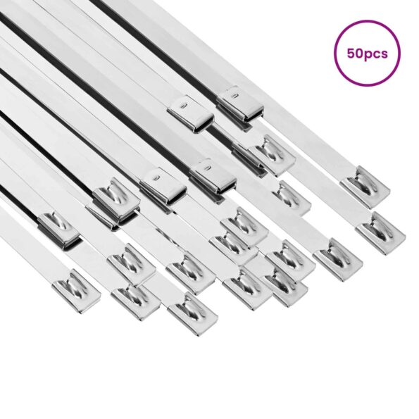 vidaXL Viazací pás na káble 50 ks 7,9 x 600 mm Strieborná – Obrázok 3