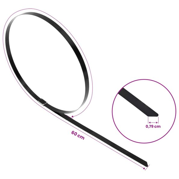 vidaXL Viazací pás na káble 50 ks 7,9 x 600 mm Čierna – Obrázok 9