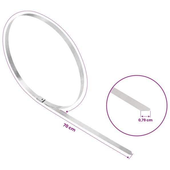 vidaXL Viazací pás na káble 25 ks 7,9 x 700 mm Strieborná – Obrázok 9