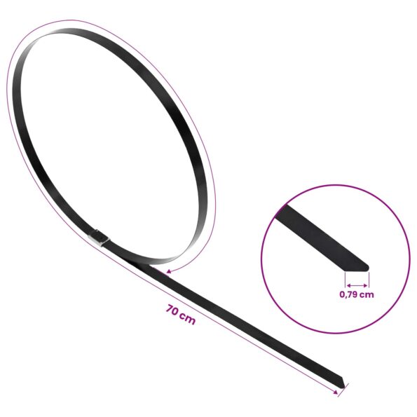 vidaXL Viazací pás na káble 25 ks 7,9 x 700 mm Čierna – Obrázok 9