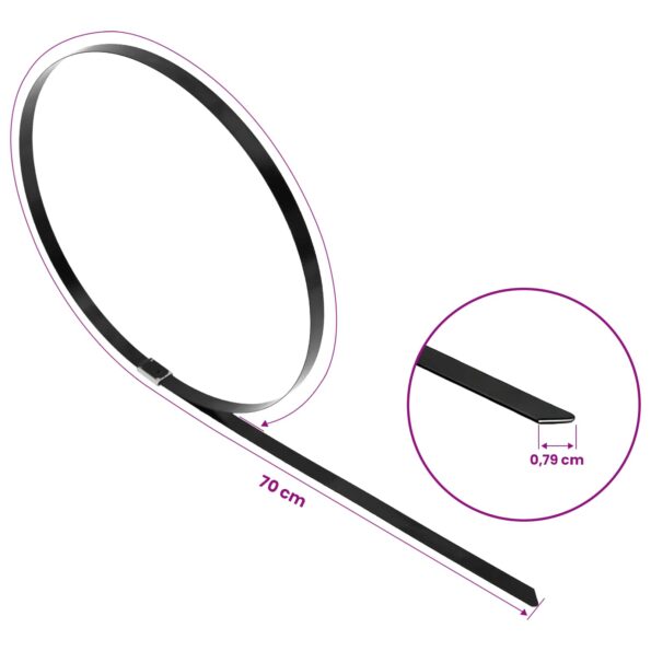 vidaXL Viazací pás na káble 250 ks 7,9 x 700 mm Čierna – Obrázok 9