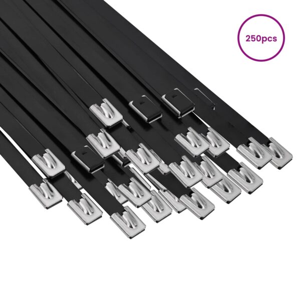 vidaXL Viazací pás na káble 250 ks 7,9 x 800 mm Čierna – Obrázok 3