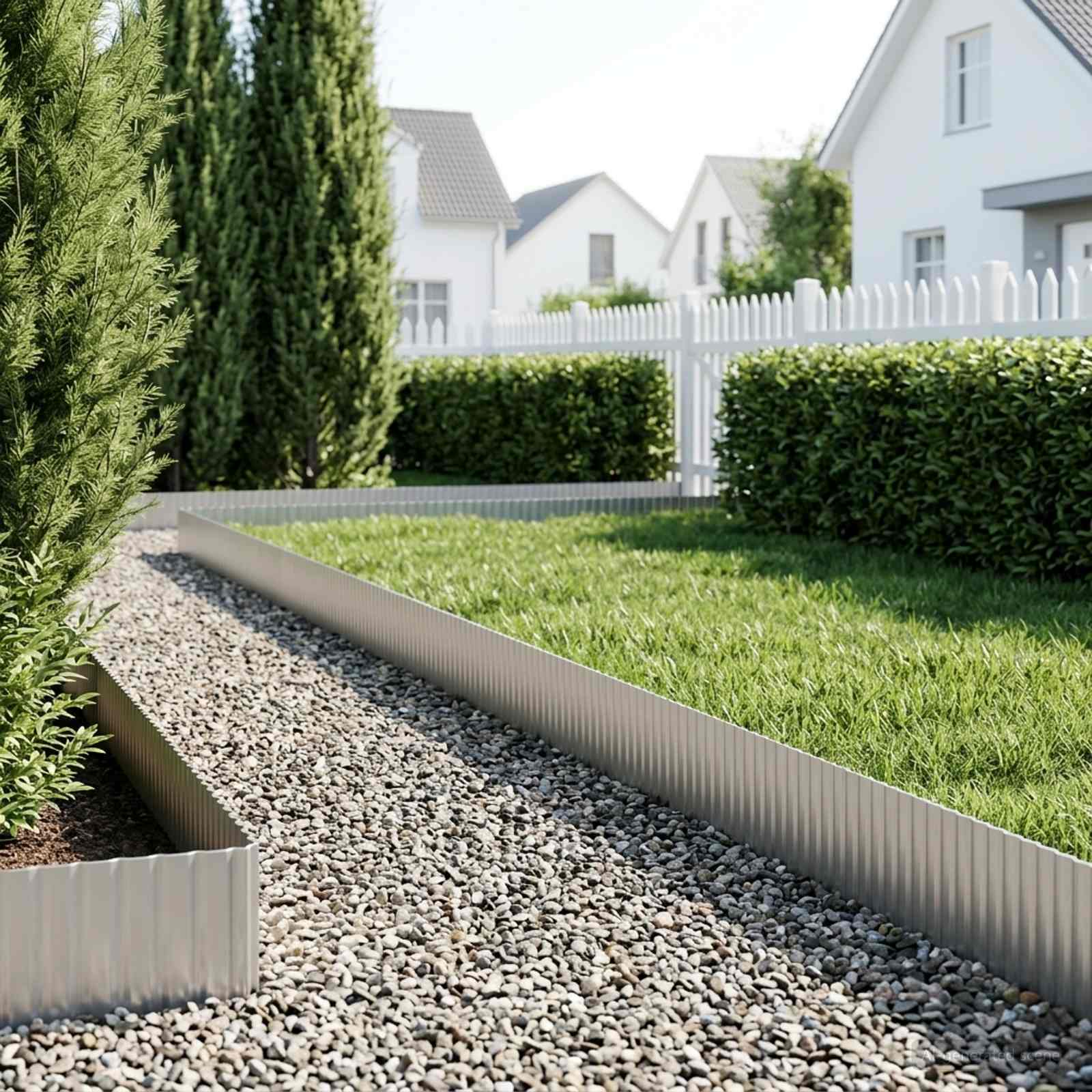 42030204_1.jpg vidaxl Obrubník trávnika 20 m x 15 cm Pozinkovaná oceľ Strieborná – Obrázok 1