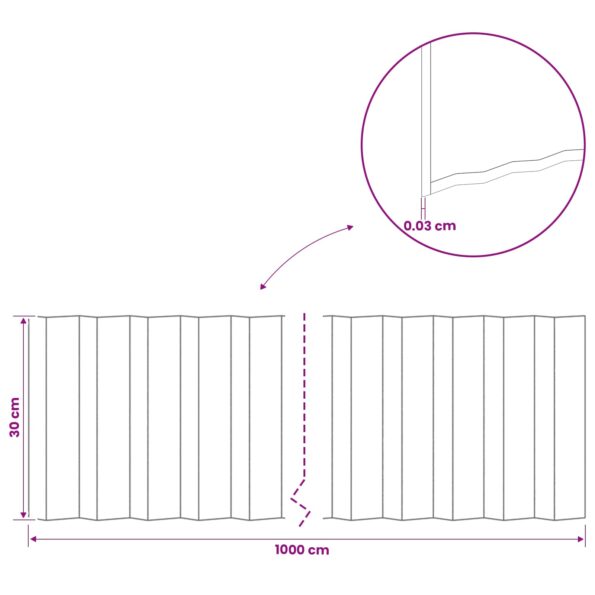 vidaxl Obrubník trávnika 10 m x 30 cm Pozinkovaná oceľ Strieborná – Obrázok 7