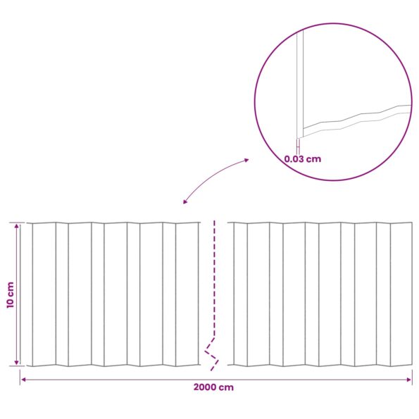 vidaxl Obrubník trávnika 20 m x 10 cm Pozinkovaná oceľ Strieborná – Obrázok 7