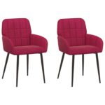 vidaXL Jedálenské stoličky 2 pcs Zamat Víno červené 57 x 50 x 85 cm – Obrázok 2