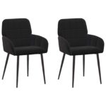 vidaXL Jedálenské stoličky 2 pcs Zamat Čierna 57 x 50 x 85 cm – Obrázok 2