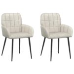 vidaXL Jedálenské stoličky 2 pcs Zamat Krémová 57 x 50 x 85 cm – Obrázok 2