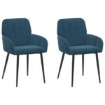 vidaXL Jedálenské stoličky 2 pcs Zamat Modrá 57 x 50 x 85 cm – Obrázok 2