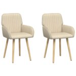 vidaXL Jedálenské stoličky 2 pcs Látka Krémová 56,5 x 50 x 87,5 cm