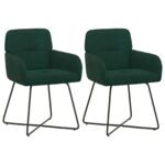 vidaXL Jedálenské stoličky 2 pcs Zamat Tmavozelená 59 x 56,5 x 86 cm – Obrázok 2