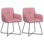 vidaXL Jedálenské stoličky 2 pcs Zamat Ružová 59 x 56,5 x 86 cm – Obrázok 2