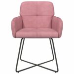 vidaXL Jedálenské stoličky 2 pcs Zamat Ružová 59 x 56,5 x 86 cm – Obrázok 3