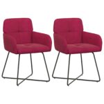 vidaXL Jedálenské stoličky 2 pcs Zamat Víno červené 59 x 56,5 x 86 cm – Obrázok 2