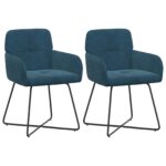 vidaXL Jedálenské stoličky 2 pcs Zamat Modrá 59 x 56,5 x 86 cm – Obrázok 2