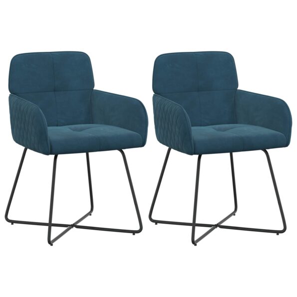 vidaXL Jedálenské stoličky 2 pcs Zamat Modrá 59 x 56,5 x 86 cm – Obrázok 2
