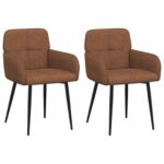 vidaXL Jedálenské stoličky 2 pcs Faux semišová koža Hnedá – Obrázok 2