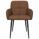 vidaXL Jedálenské stoličky 2 pcs Faux semišová koža Hnedá – Obrázok 3