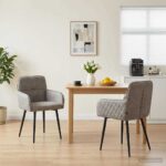 vidaXL Jedálenské stoličky 2 pcs Faux semišová koža Svetlosivá
