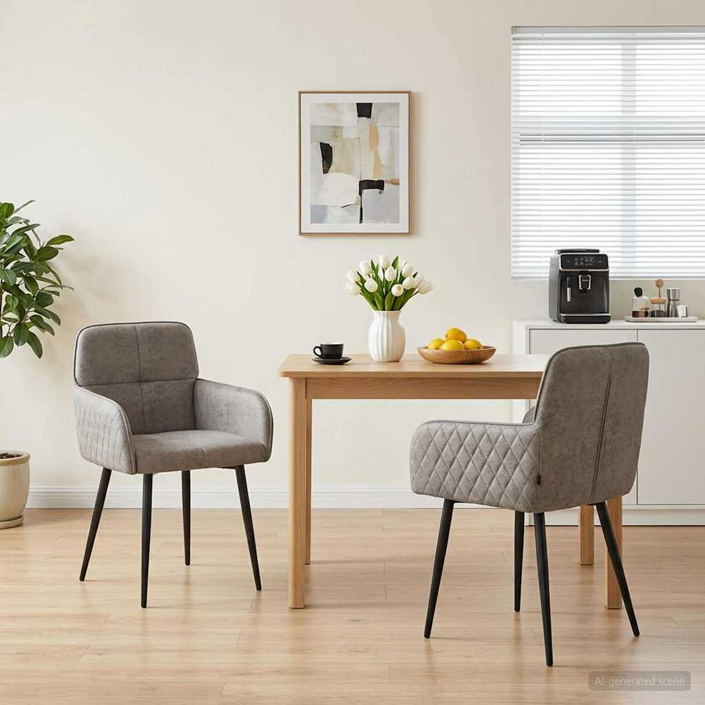 42034304_1.jpg vidaXL Jedálenské stoličky 2 pcs Faux semišová koža Svetlosivá – Obrázok 1
