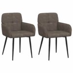 vidaXL Jedálenské stoličky 2 pcs Faux semišová koža Tmavosivá – Obrázok 2