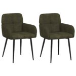 vidaXL Jedálenské stoličky 2 pcs Faux semišová koža Armádna zelená – Obrázok 2