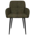 vidaXL Jedálenské stoličky 2 pcs Faux semišová koža Armádna zelená – Obrázok 3