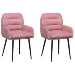 vidaXL Jedálenské stoličky 2 pcs Zamat Ružová 59 x 59,5 x 90 cm – Obrázok 2