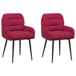vidaXL Jedálenské stoličky 2 pcs Zamat Víno červené 59 x 59,5 x 90 cm