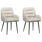 vidaXL Jedálenské stoličky 2 pcs Zamat Krémová 59 x 59,5 x 90 cm – Obrázok 2