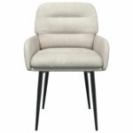 vidaXL Jedálenské stoličky 2 pcs Zamat Krémová 59 x 59,5 x 90 cm – Obrázok 3