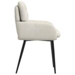 vidaXL Jedálenské stoličky 2 pcs Zamat Krémová 59 x 59,5 x 90 cm – Obrázok 4