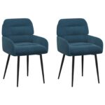 vidaXL Jedálenské stoličky 2 pcs Zamat Modrá 59 x 59,5 x 90 cm – Obrázok 2