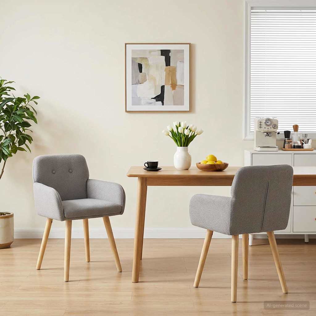 42034324_1.jpg vidaXL Jedálenské stoličky 2 pcs Bouclé Svetlosivá 59 x 57 x 85 cm – Obrázok 1